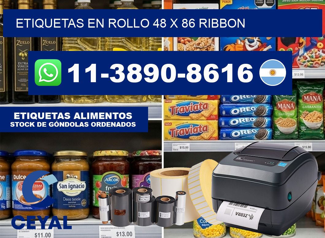 Etiquetas en rollo 48 x 86 ribbon