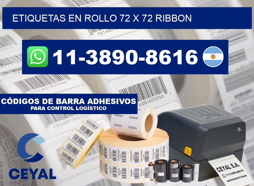 Etiquetas en rollo 72 x 72 ribbon