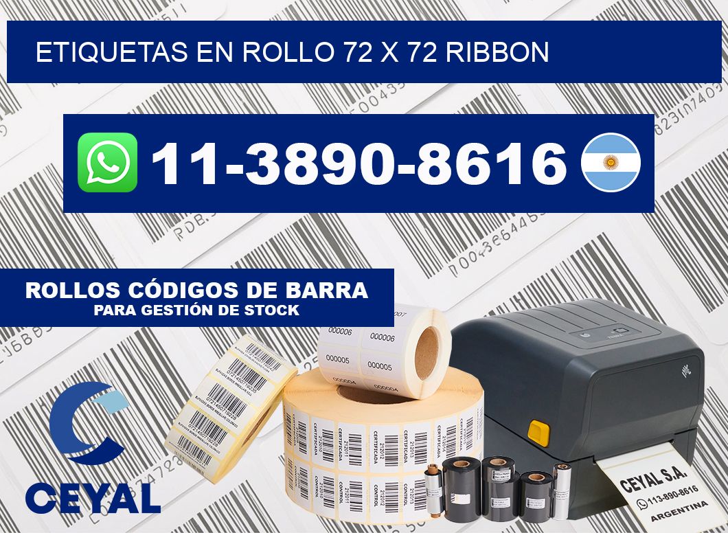 Etiquetas en rollo 72 x 72 ribbon