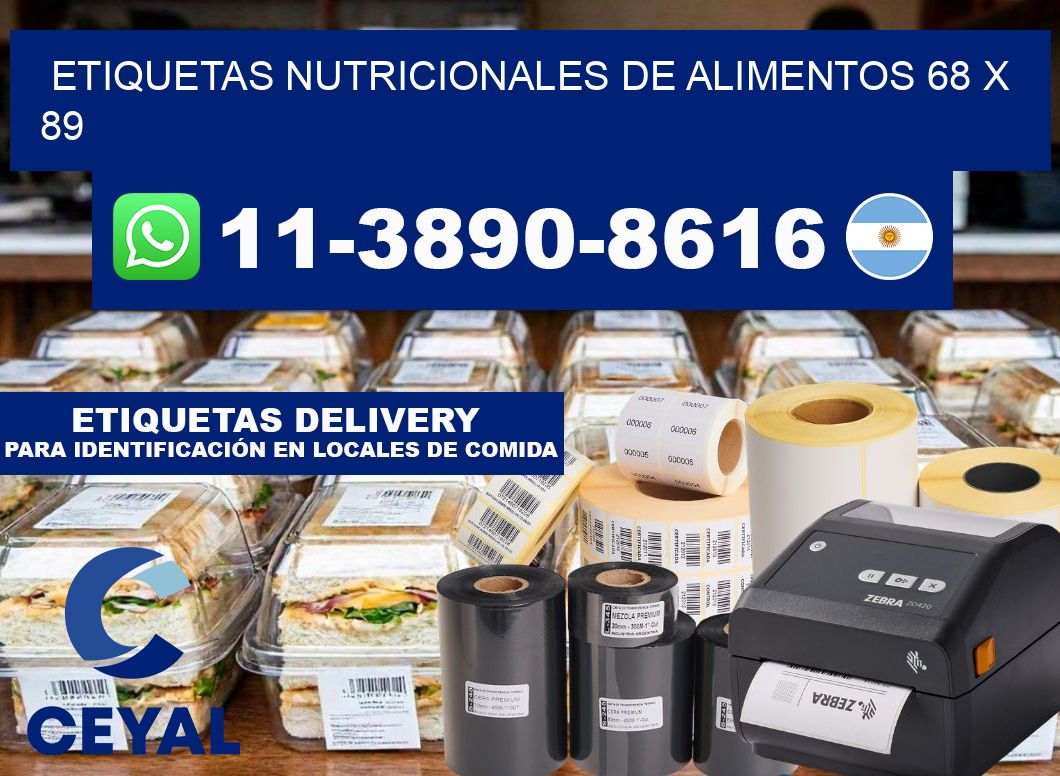 Etiquetas nutricionales de alimentos 68 x 89
