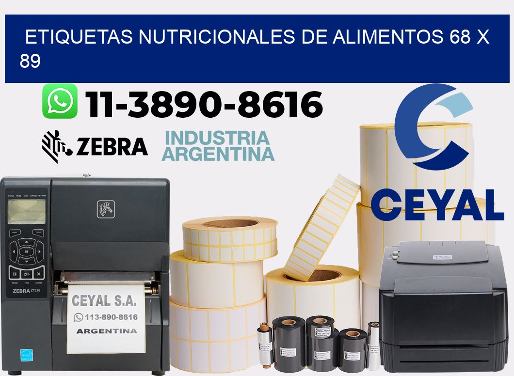 Etiquetas nutricionales de alimentos 68 x 89