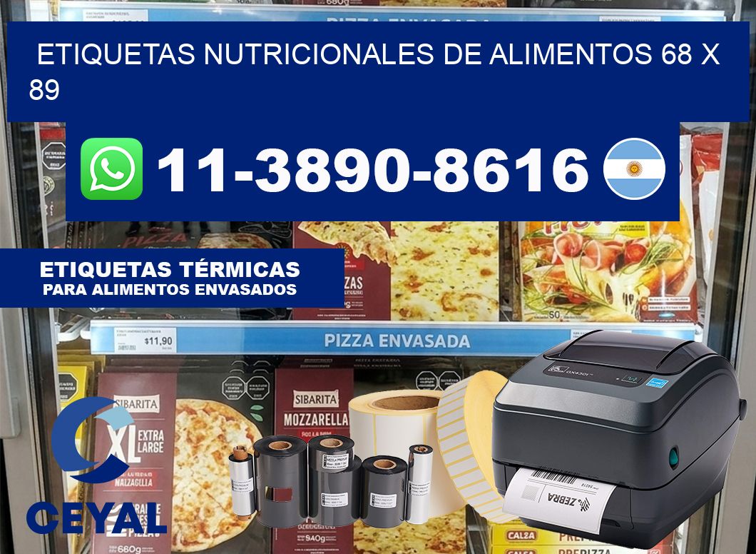 Etiquetas nutricionales de alimentos 68 x 89