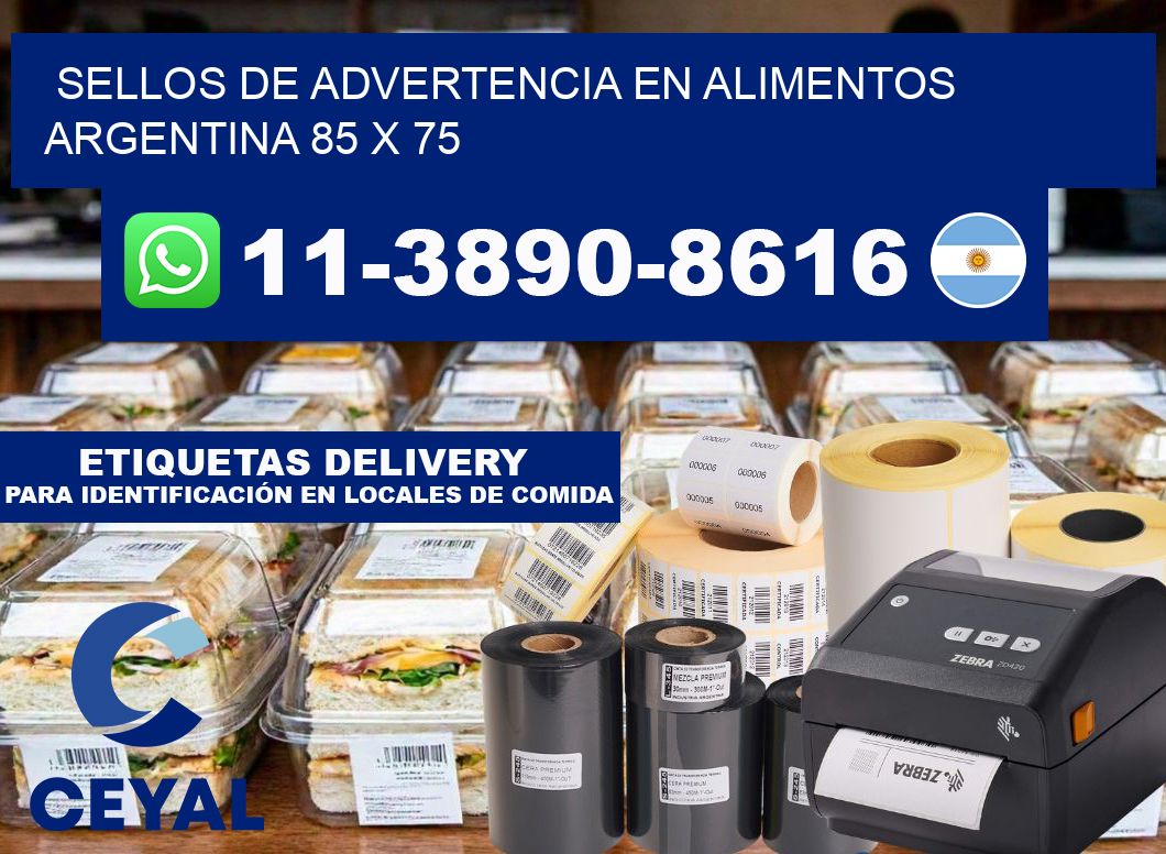 Sellos de advertencia en Alimentos argentina 85 x 75