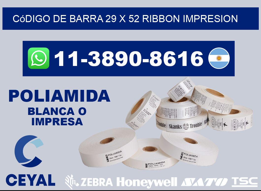 código de barra 29 x 52 ribbon impresion