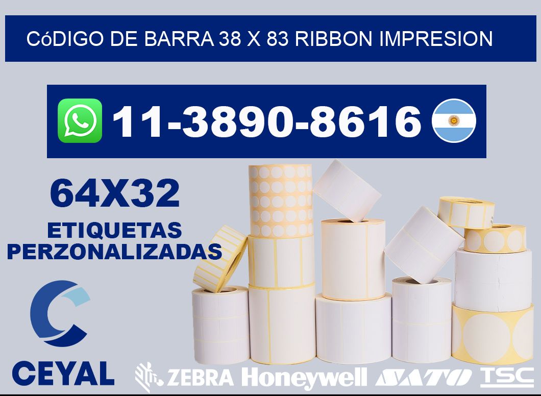 código de barra 38 x 83 ribbon impresion
