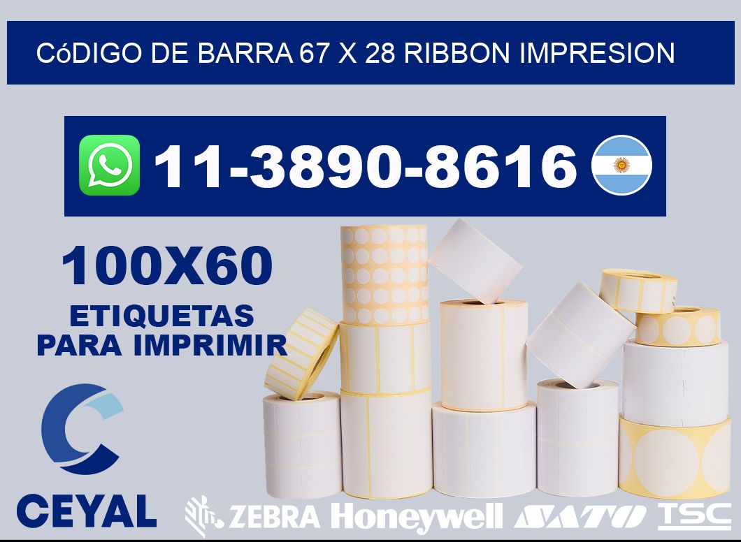 código de barra 67 x 28 ribbon impresion
