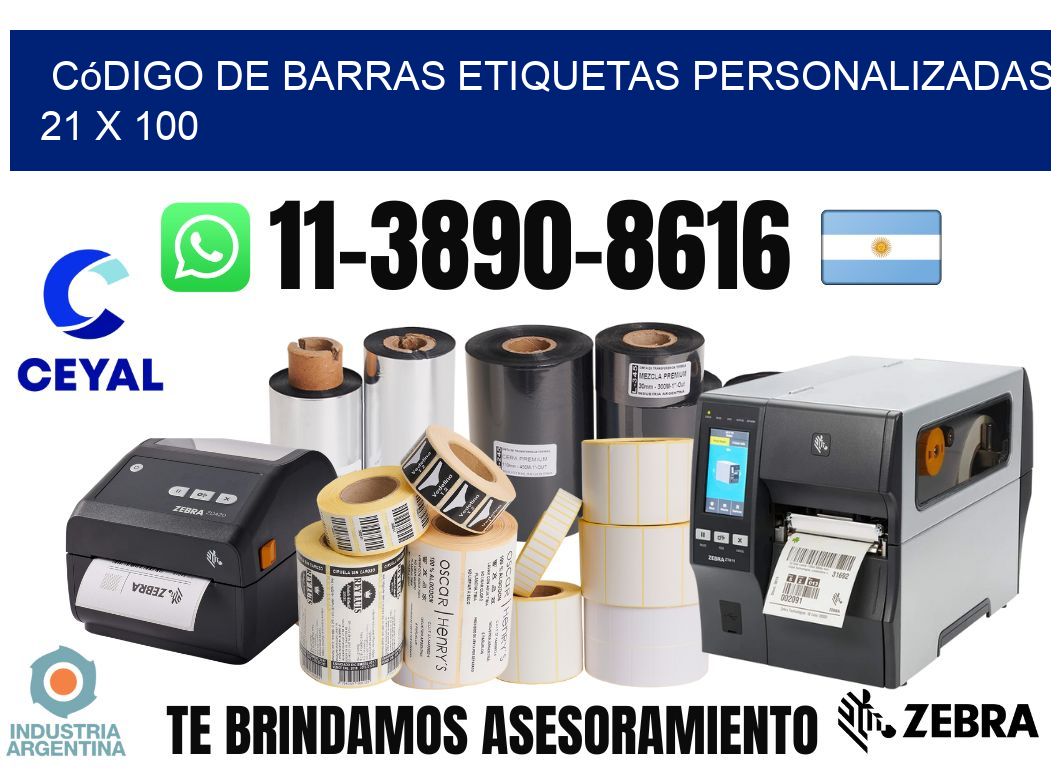 código de barras etiquetas personalizadas 21 x 100