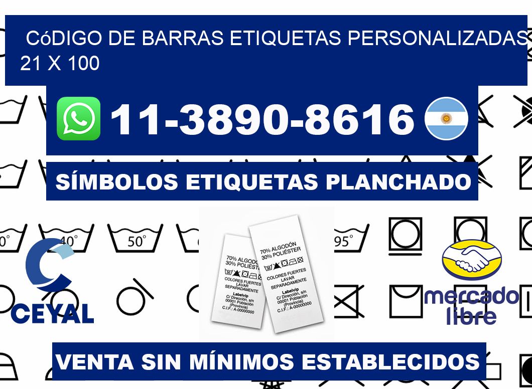 código de barras etiquetas personalizadas 21 x 100