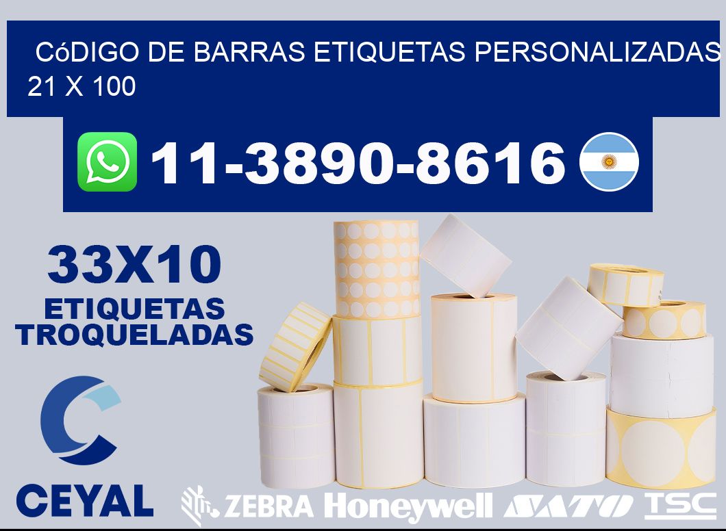 código de barras etiquetas personalizadas 21 x 100