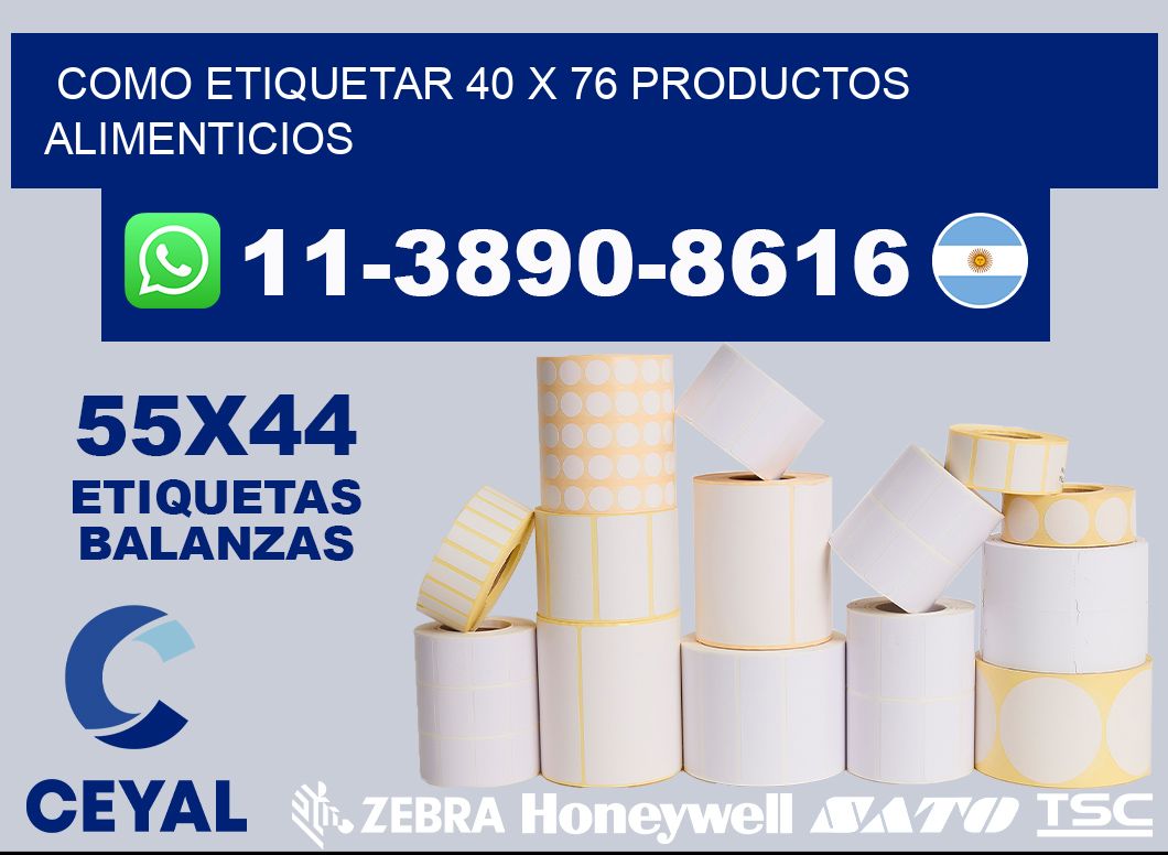 como etiquetar 40 x 76 productos alimenticios