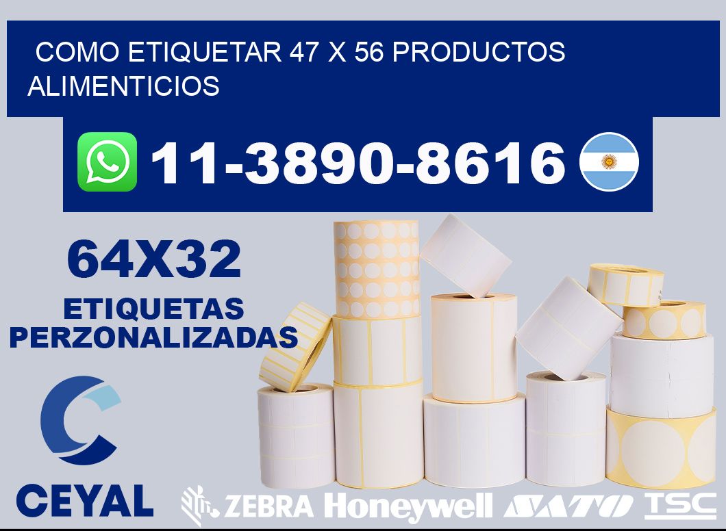 como etiquetar 47 x 56 productos alimenticios