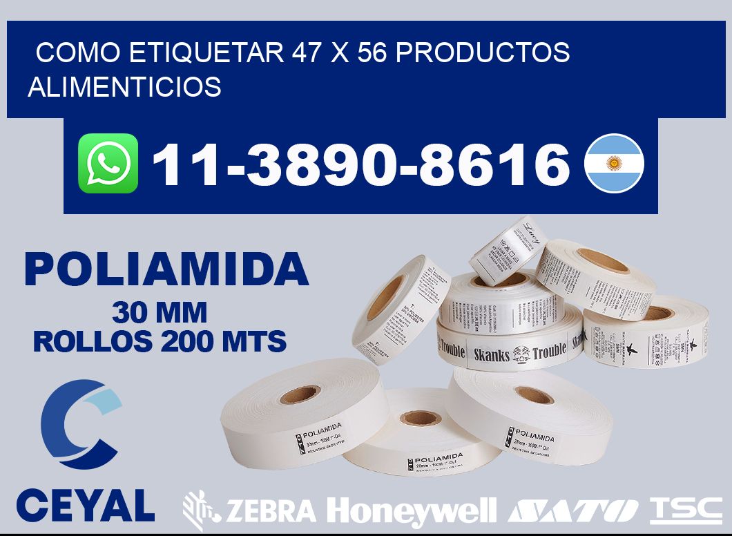 como etiquetar 47 x 56 productos alimenticios