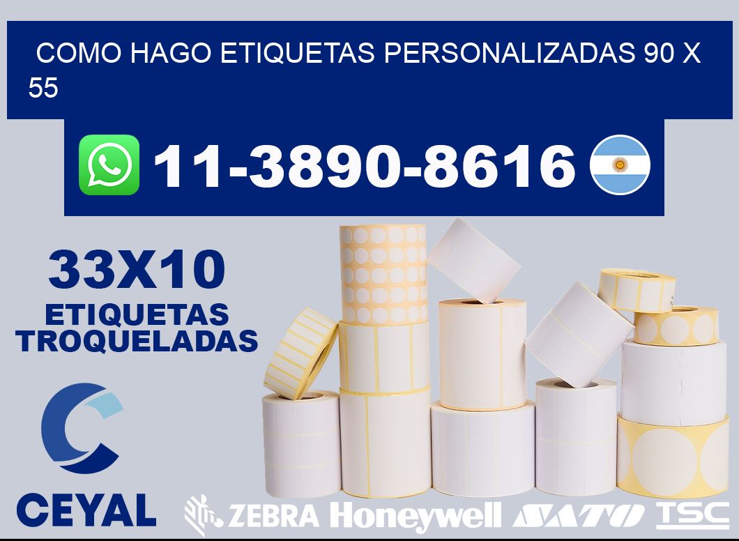 como hago etiquetas personalizadas 90 x 55