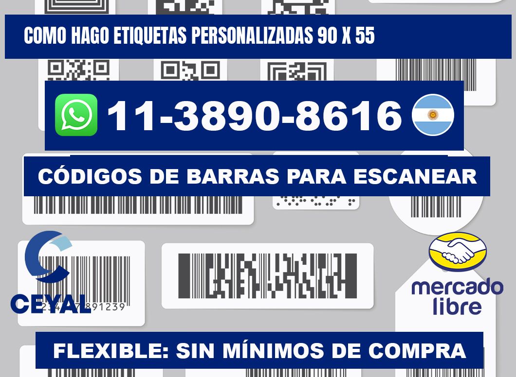como hago etiquetas personalizadas 90 x 55