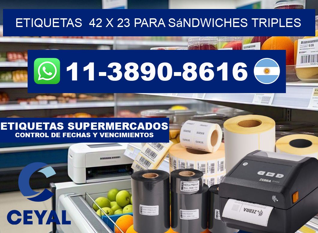 etiquetas 42 x 23 para Sándwiches triples