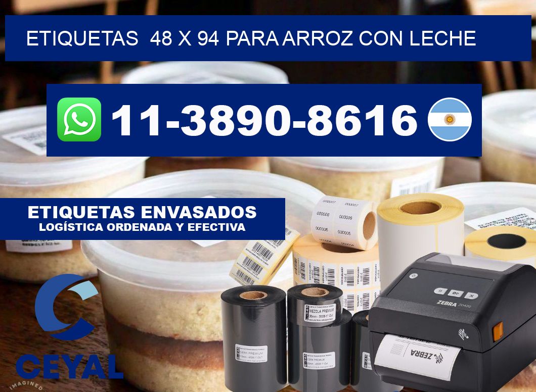 etiquetas  48 x 94 para Arroz con leche