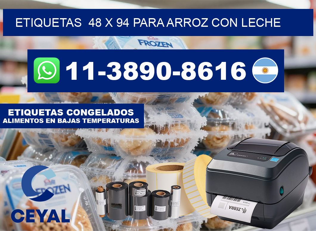 etiquetas  48 x 94 para Arroz con leche