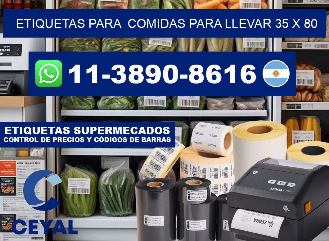 etiquetas para  Comidas para llevar 35 x 80