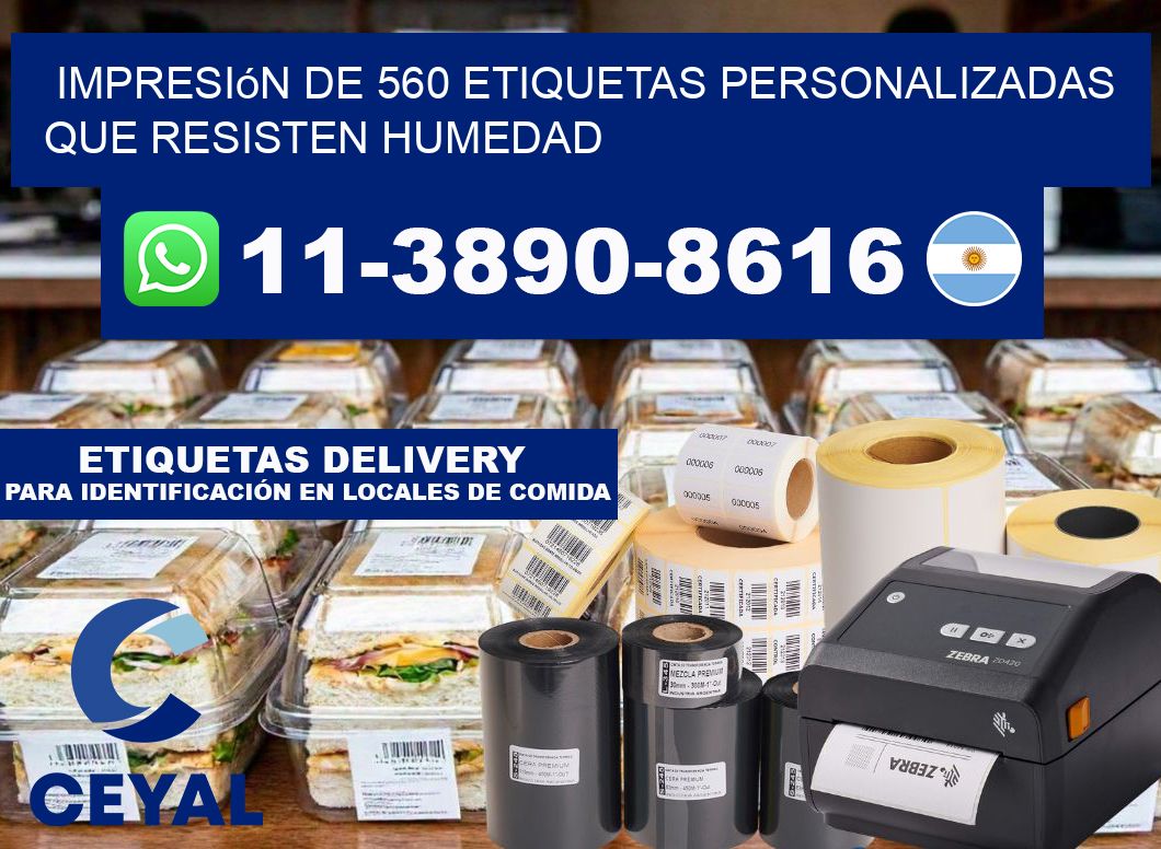 impresión de 560 etiquetas personalizadas que resisten humedad