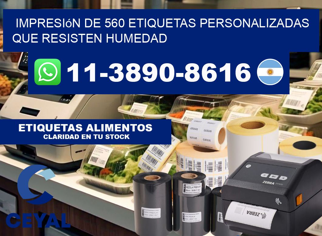 impresión de 560 etiquetas personalizadas que resisten humedad