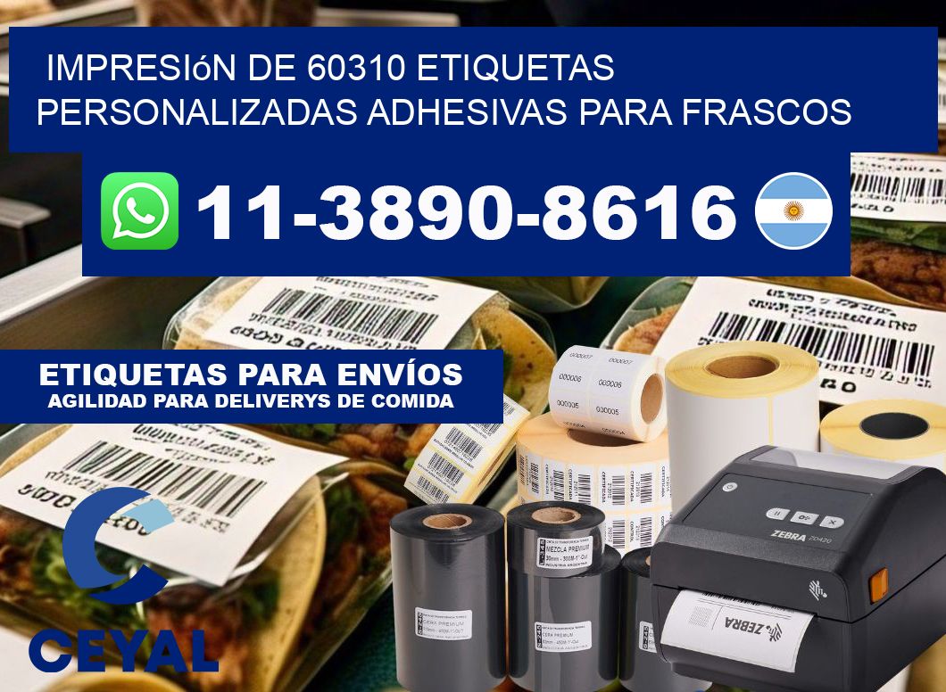 impresión de 60310 etiquetas personalizadas adhesivas para frascos