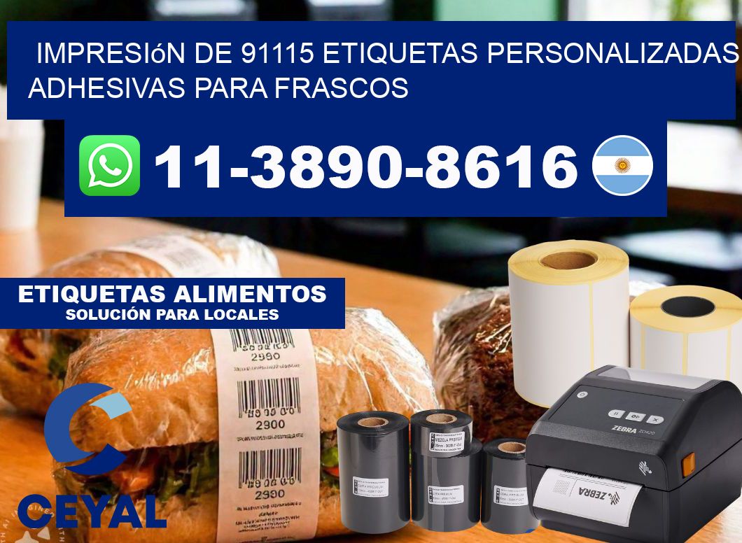 impresión de 91115 etiquetas personalizadas adhesivas para frascos