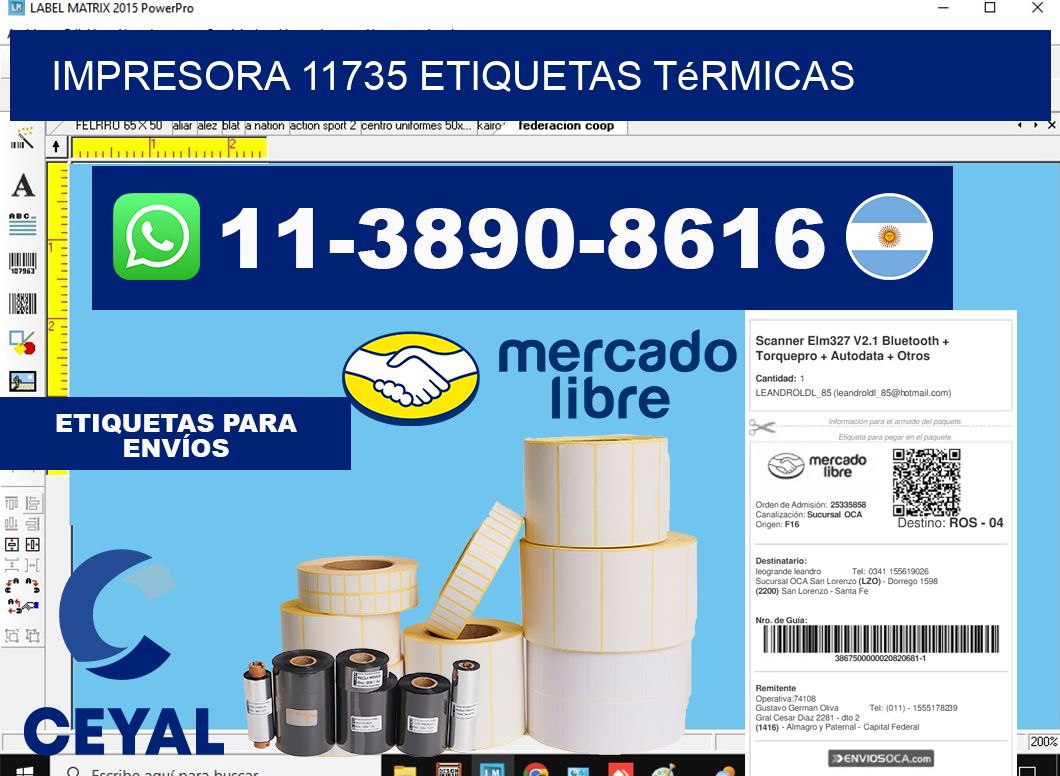 impresora 11735 etiquetas térmicas