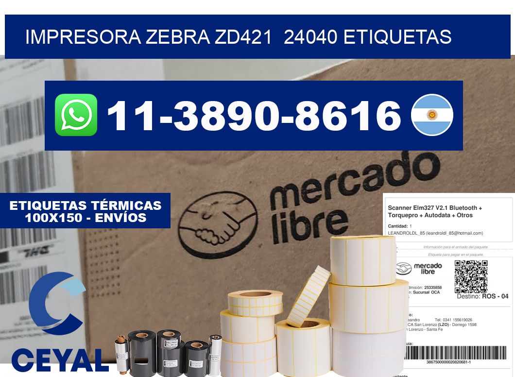 impresora zebra zd421  24040 etiquetas