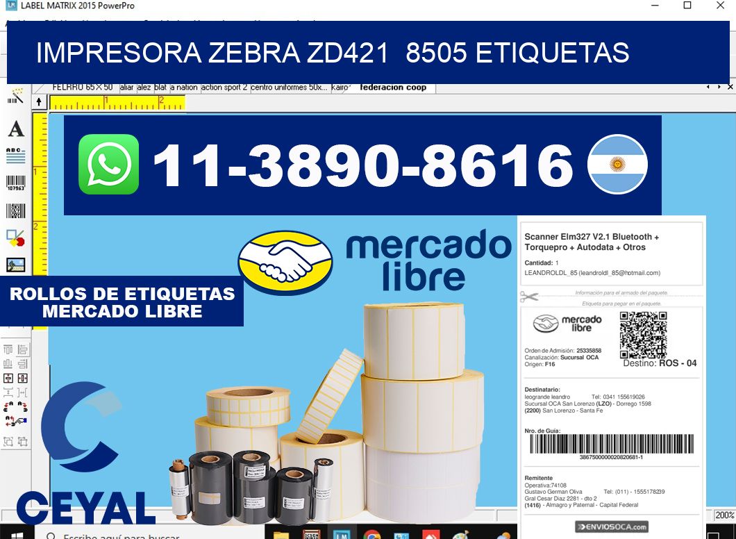 impresora zebra zd421  8505 etiquetas