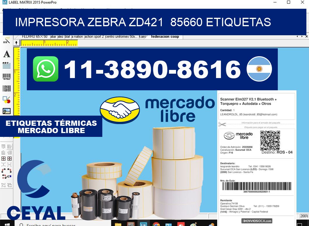 impresora zebra zd421  85660 etiquetas