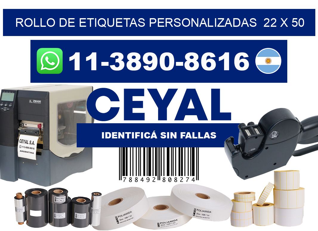 rollo de etiquetas personalizadas 22 x 50