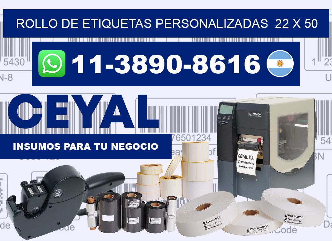rollo de etiquetas personalizadas  22 x 50