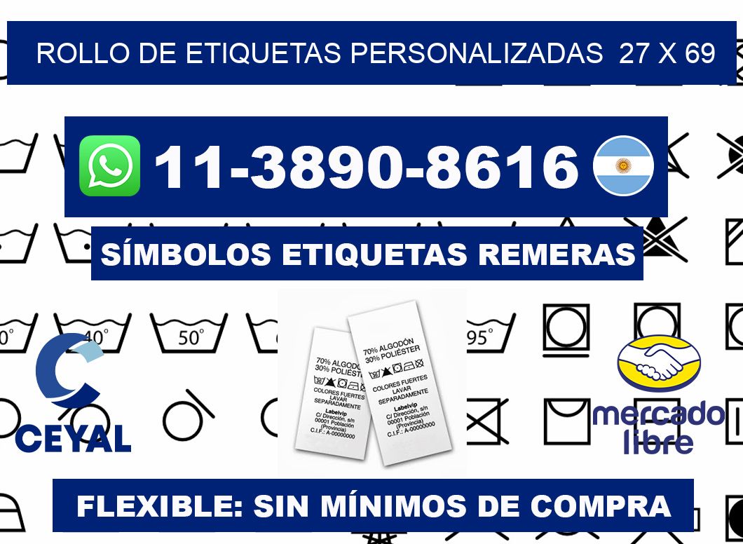 rollo de etiquetas personalizadas 27 x 69