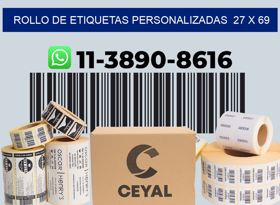 rollo de etiquetas personalizadas 27 x 69