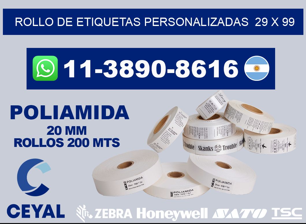 rollo de etiquetas personalizadas 29 x 99