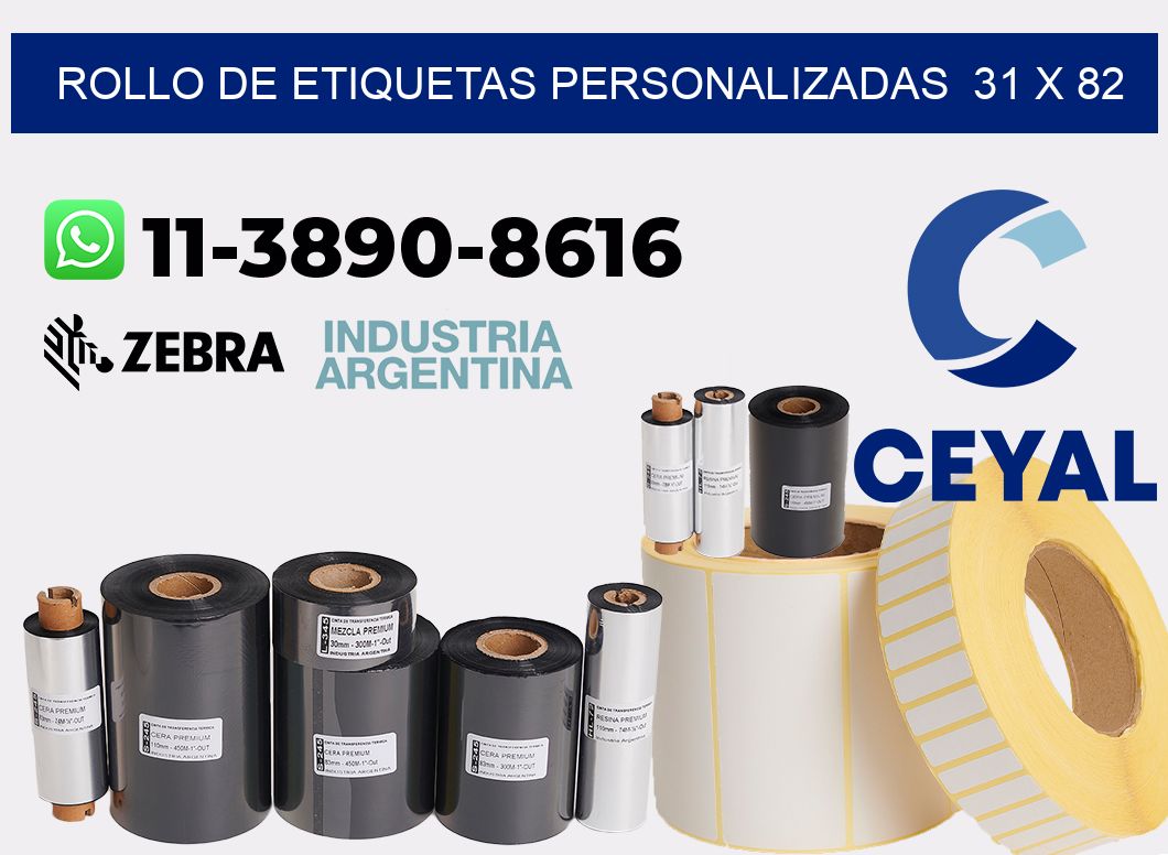 rollo de etiquetas personalizadas 31 x 82
