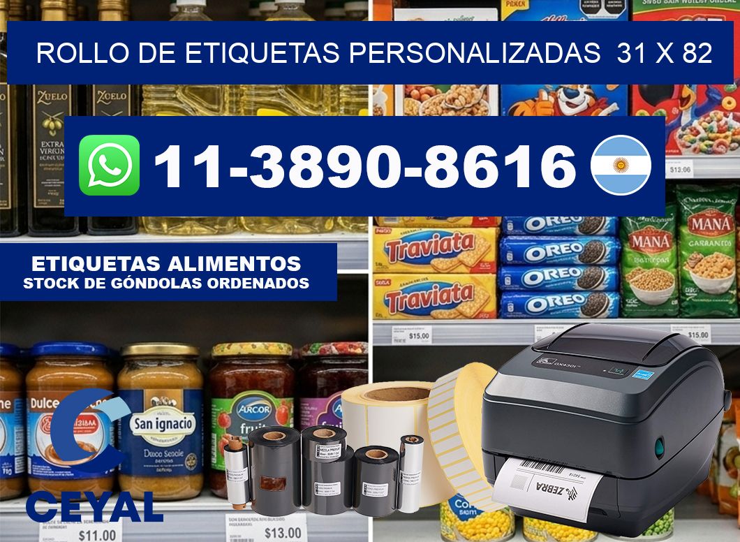 rollo de etiquetas personalizadas 31 x 82