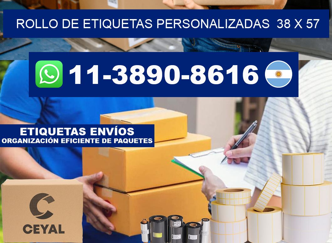rollo de etiquetas personalizadas 38 x 57