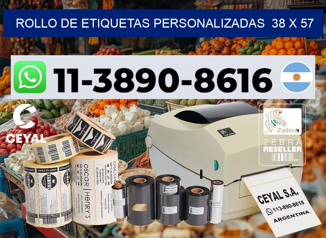 rollo de etiquetas personalizadas 38 x 57