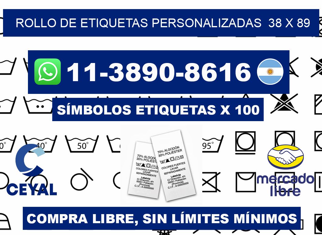 rollo de etiquetas personalizadas  38 x 89
