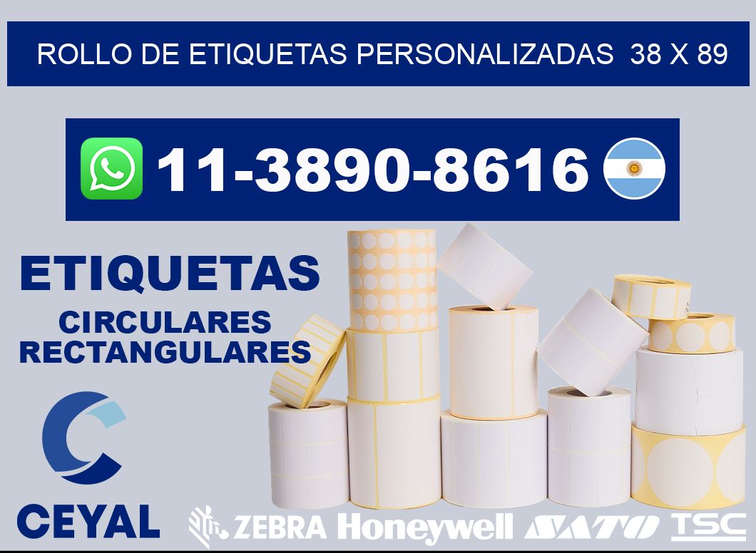 rollo de etiquetas personalizadas  38 x 89