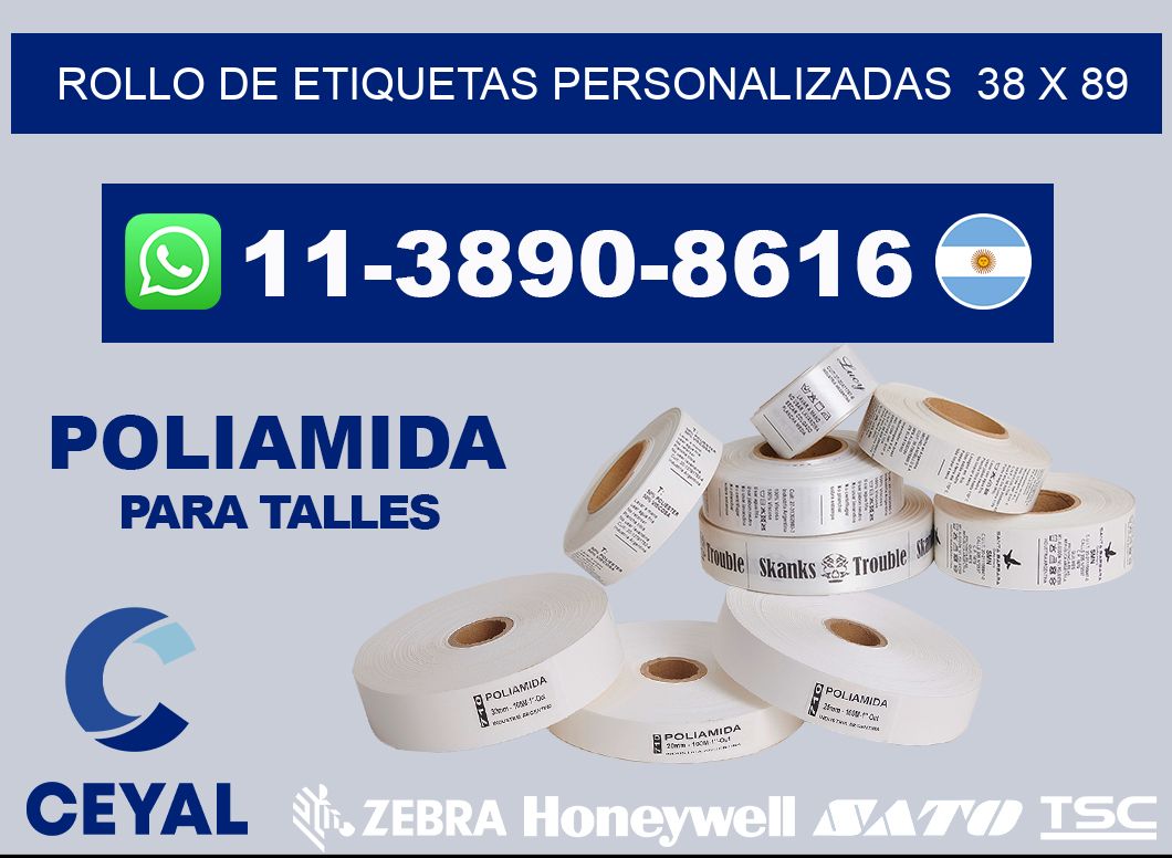 rollo de etiquetas personalizadas  38 x 89