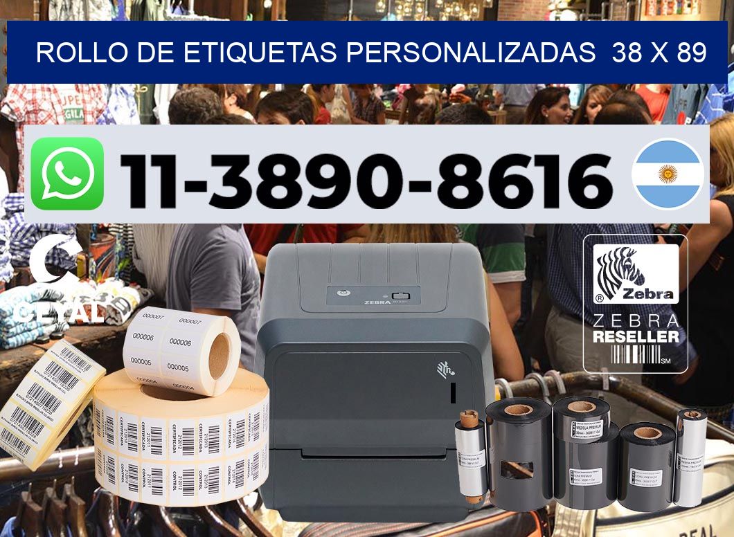 rollo de etiquetas personalizadas  38 x 89