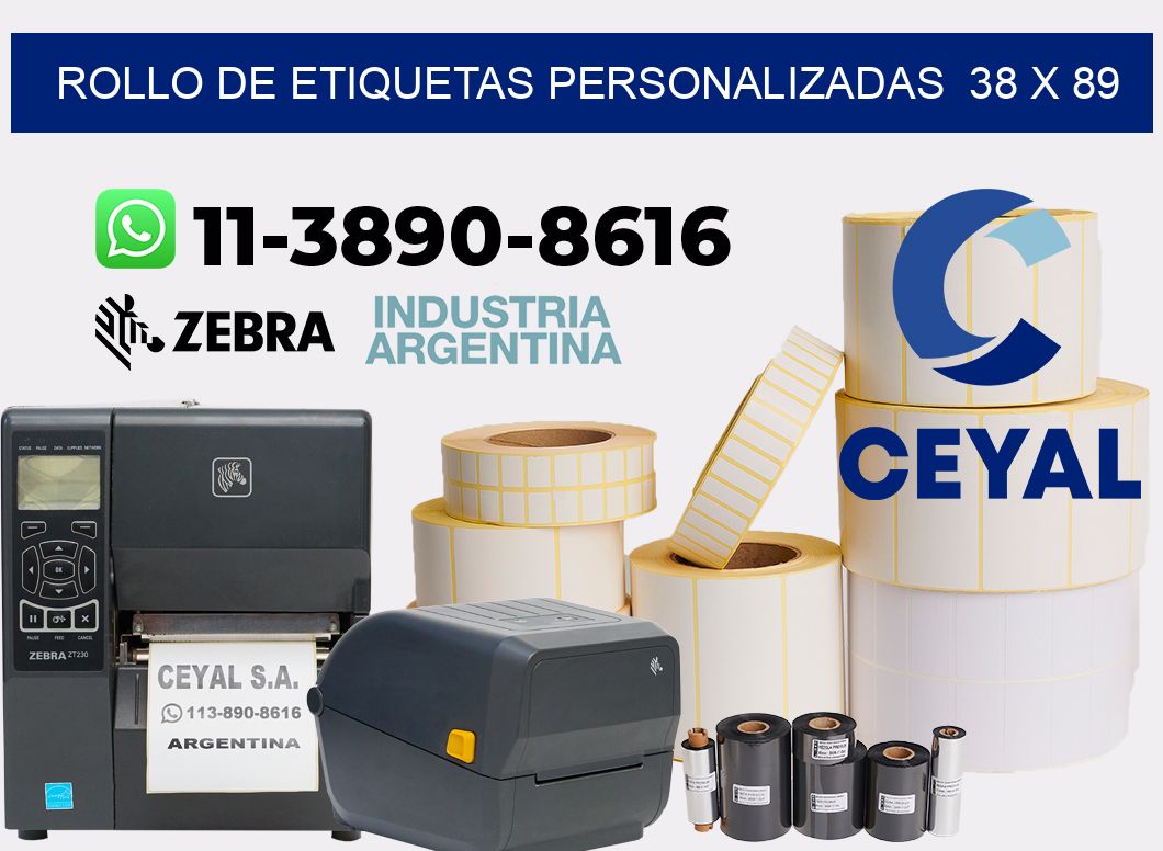 rollo de etiquetas personalizadas  38 x 89