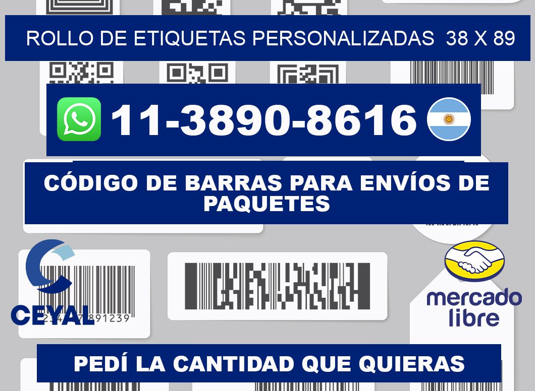 rollo de etiquetas personalizadas  38 x 89