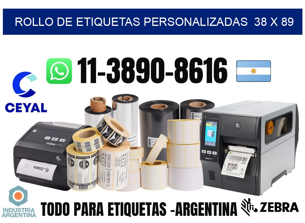 rollo de etiquetas personalizadas  38 x 89