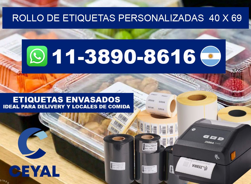 rollo de etiquetas personalizadas  40 x 69