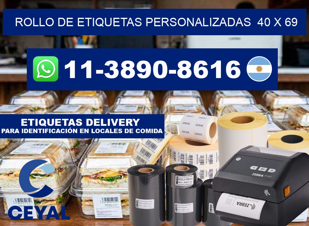 rollo de etiquetas personalizadas  40 x 69