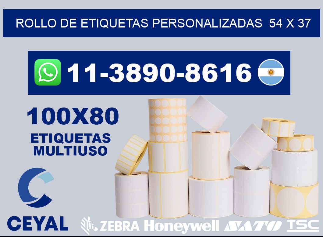 rollo de etiquetas personalizadas  54 x 37