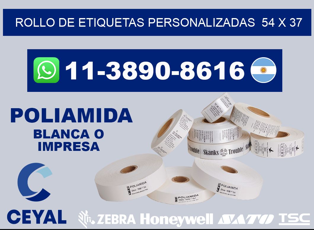 rollo de etiquetas personalizadas  54 x 37